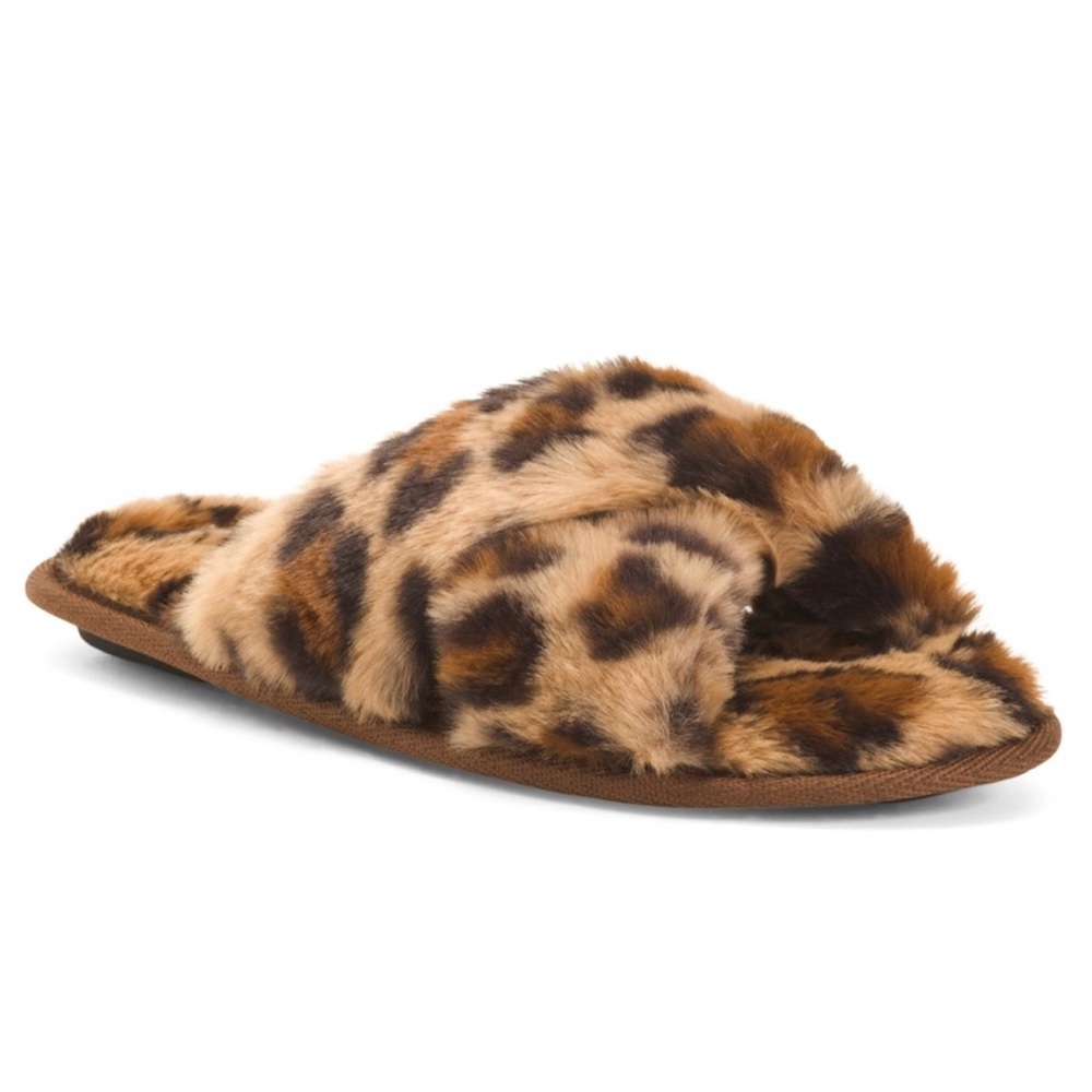 Steve Madden Brown Leopard Furry Slides